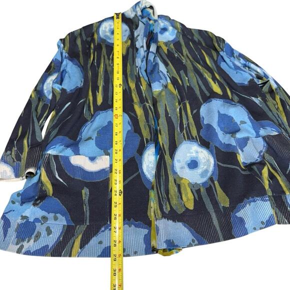 Soca St John Sweater Silk Interior Large Blue Green Artsy Maximalism Classic - Picture 11 of 12